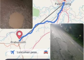 Ratusan Lobang Jalan Lintas Rute Prabumulih -Gelumbang -Palembang Butuh Penanganan Serius, Apa Sebab.???