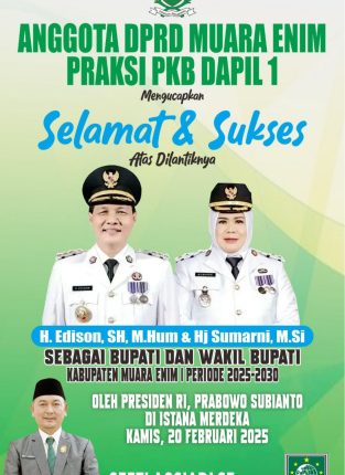 Anggota DPRD Muara Enim Septi Agsiadi, Ucapkan Selamat atas Pelantikan Edison & Sumarni Sebagai Bupati dan Wakil Bupati Muara Enim 2025-2030