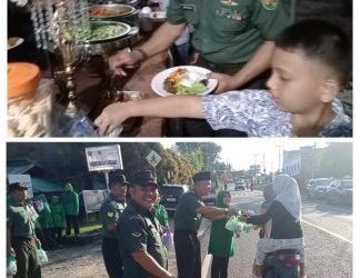 Koramil 404-04/GM dan Persit KCK Ranting 5 Gunung Megang Gelar Pembagian Takjil dan Buka Puasa Bersama