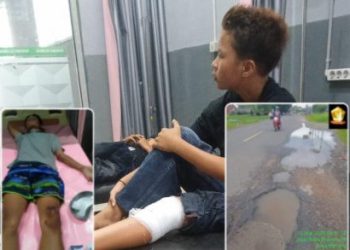 Malam Takbir Warga Gelumbang Alami Laka Terjebak Lobang Pemerintah Diminta Maksimal Perbaiki Jalan