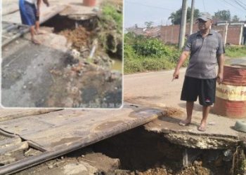 Kondisi Darurat, Warga Desak Bupati Muara Enim Segera Cepat Perbaiki Ambrolnya Box Culvert Dijalan HTI Muara Lawai