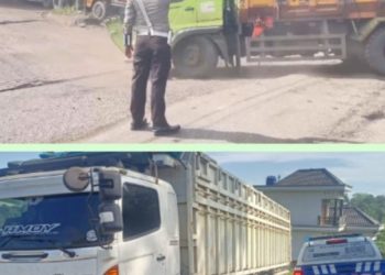 Breaking News, Mobil Batu Bara Mogok Akibatkan Simpang Karso Tanjung Enim Alami Macet Polisi Gerak Cepat Urai Kemacetan 