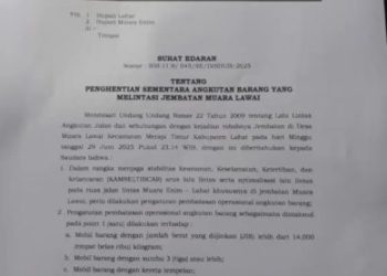 Pemprov Terbitkan Surat Edaran Terkait Larangan Melintasi Jembatan Muara Lawai, Ini Poin-Poin Nya 