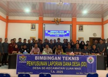 Bimtek 2025 Se-Kecamatan Ujanmas, Diharapkan Menjadi Bekal Bagi aparatur Desa Dalam Menyusun Laporan Dana Desa Secara Lebih Tertib Dan Profesional
