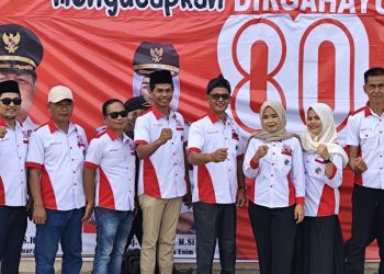 Koperasi Merah Putih Desa Ujanmas Baru Ikuti Upacara Peringatan HUT ke-80 RI