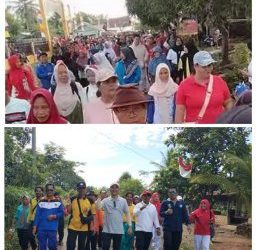 Semarak HUT RI ke-80,Jalan Santai Sarana Jalin Silaturahmi Masyarakat Ujanmas Baru