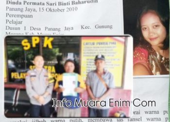Sempat Hilang, Dinda Ditemukan di Pali dengan Selamat Keluarga Ucapkan Terimakasih Pada Polsek Gunung Megang 