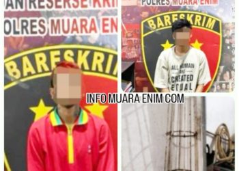 Viral di Medsos Curi Besi Taman Terekam Kamera, 2 Pelaku Ditangkap Team Rajawali Satreskrim Polres Muara Enim 