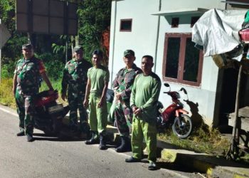 Demi Ciptakan Situasi Aman dan Kondusif Koramil 404-04/Gunung Megang Laksanakan Patroli Bersama