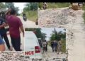 Ratusan Warga Desa Cempaka Wangi Merapi Lahat Blokade Jalan Tuntut Perusahaan CPO Perbaiki Jalan Rusak 