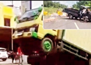 Terekam Vidio Warga Net, Dua Insiden Laka Terjadi di Gelumbang 