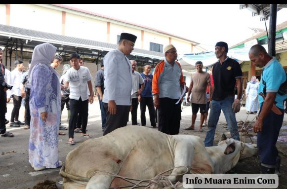 Tanamkan Nilai Pengorbanan dan Keikhlasan Polres Muara Enim Sembelih 14 Sapi dan 12 Kambing di Hari Idul Adha