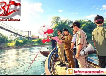 Semangat HUT RI ke-81, Camat Sungai Rotan Muara Enim Buka Lomba Perahu Bidar Diperairan Sungai Lematang 
