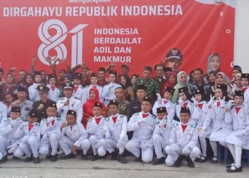 Detik-detik Proklamasi HUT RI ke-81 di Desa Ujanmas Baru Berlangsung Khidmat