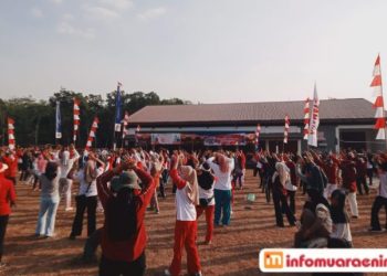 Meriahkan HUT RI Ke-81, Warga & Kades Karang Endah Gelumbang Gelar Senam Sehat 