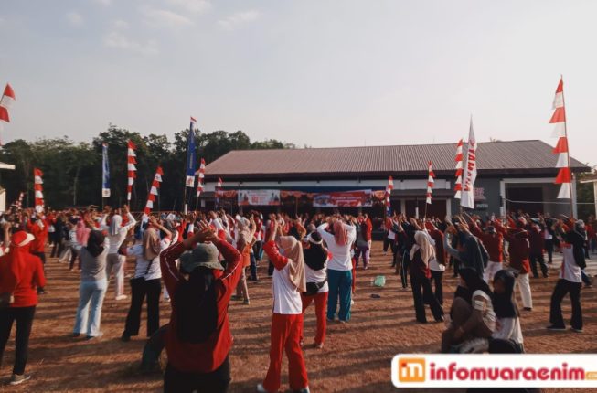 Meriahkan HUT RI Ke-81, Warga & Kades Karang Endah Gelumbang Gelar Senam Sehat