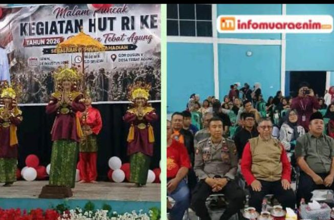 Penuh Kebersamaan, Malam Puncak Hiburan Rakyat HUT RI Ke-81 Desa Tebat Agung Rambang Niru Meriah