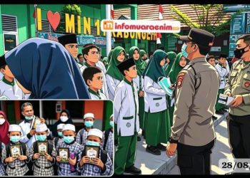 Peduli Kesehatan dan Pendidikan Agama, Polsek Prabumulih Timur Bagikan Masker dan Buku Iqro 