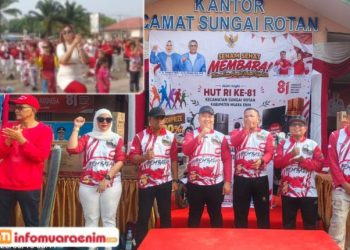 Semarakkan HUT RI Ke-81 Warga Sungai Rotan Muara Enim Tumpah Ruah Padati Halaman Kantor Camat