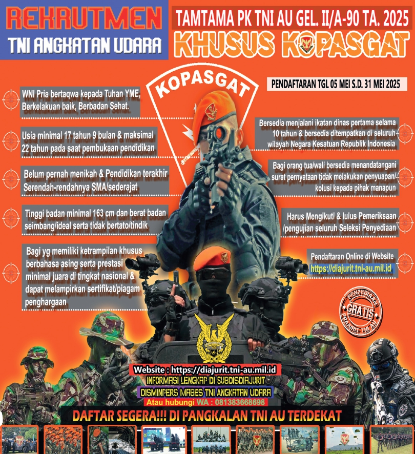 Rekrutmen TNI Angkatan Udara KOPASGAT 2025