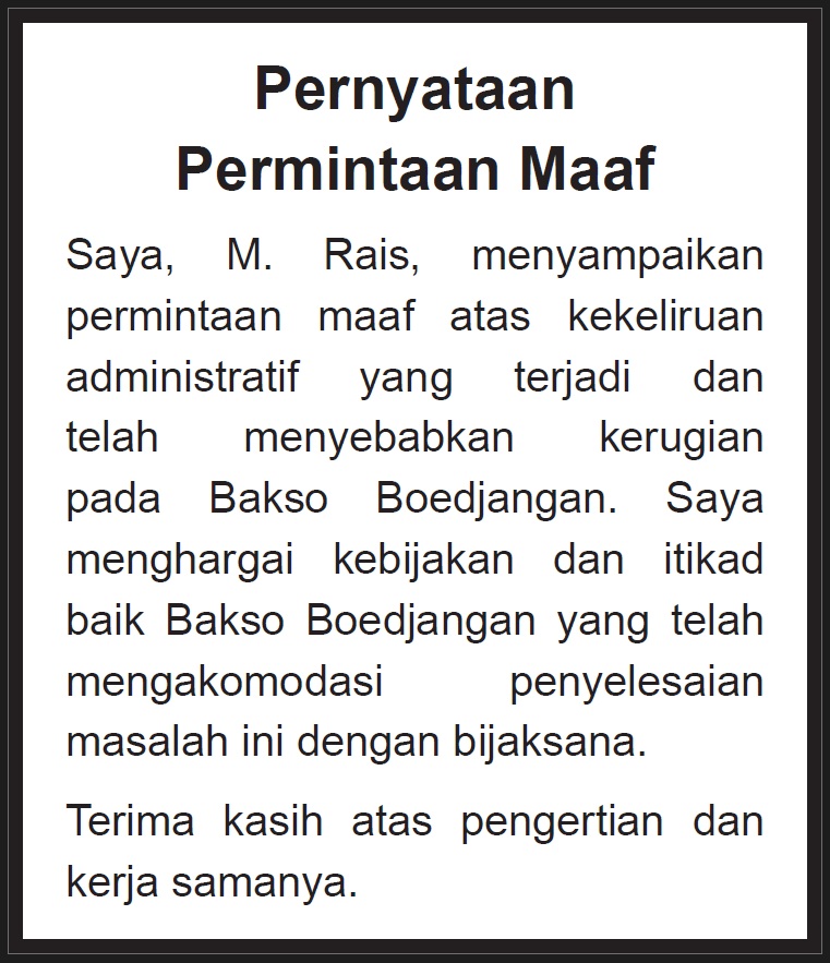 Pernyataan Permintaan Maaf M. Rais