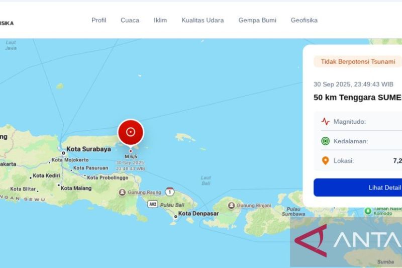 BMKG Melaporkan Ada Empat Gempa Susulan di Sumenep