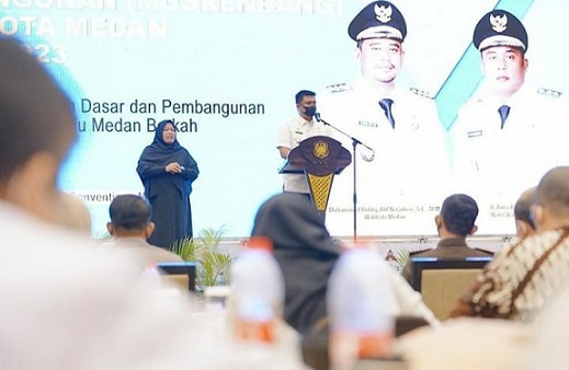 Bobby Nasution saat membuka Musrenbang RKPD Kota Medan Tahun 2023. (Foto Ist)