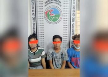 ketiga pelaku Rian, Baddriyah dan Anju beserta barang bukti