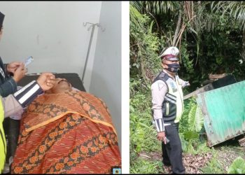 Jenajah Sugito di rumah sakit dan barang bukti Truk Kontainer saat masih di TKP