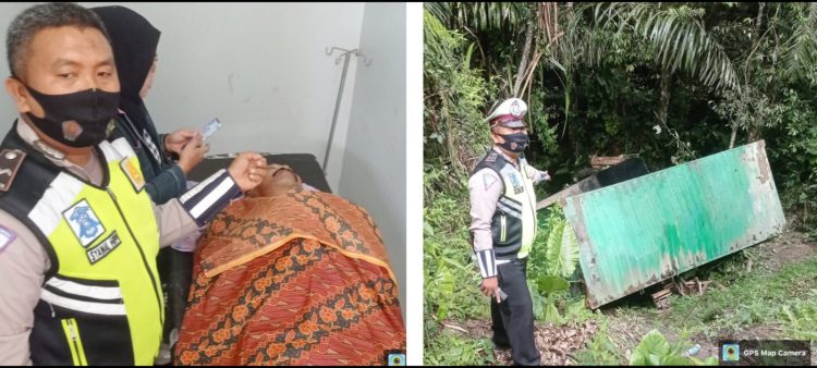 Jenajah Sugito di rumah sakit dan barang bukti Truk Kontainer saat masih di TKP