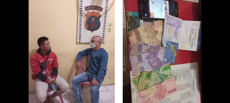 Kanit Reskrim Aipda Gixson Rumapea interogasi Pelaku RS alias Riduan dan barang bukti