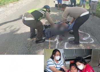 Jenajah korban Alvin Arga Marungu saat dievakuasi Polisi di TKP dan ibunya boru Sitangang menangis histeris diruangan jenajah RSUD dr Djasamen Saragih Kota Siantar