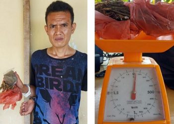 Pelaku RS dan barang bukti