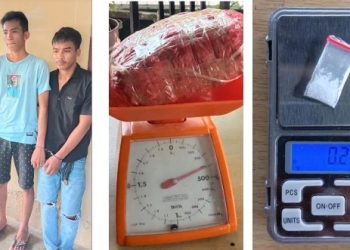Ketiga Pelaku, SA, AS dan RA serta barang bukti 