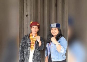 Ketua Cabang GMKI Siantar-Simalungu Juwita Panjaitan dan Ketua Presidium PMKRI Cabang Siantar Santo Fransiskus, Edis Galingging