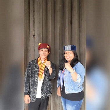 Ketua Cabang GMKI Siantar-Simalungu Juwita Panjaitan dan Ketua Presidium PMKRI Cabang Siantar Santo Fransiskus, Edis Galingging