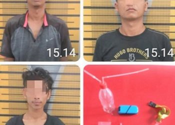 Ketiga pelaku narkoba beserta barang bukti
