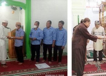 Dirut Perumda Tirtauli Kota Siantar, Zulkifli Lubis MT berikan tali asih kepada Pengurus BKM Mesjid Al Hidayah dan Al Jihad