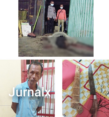 Jenajah korban Jondriaman Simarmata saat masih di TKP, Pelaku Jasman Sinaga sudah ditangkap beserta barang bukti