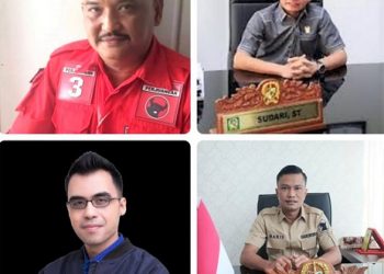 Robi Barus ( Ketua Komisi I/PDI Perjuangan ), Sudari ( Komisi II/PAN), Afif Abdillah ( Komisi III/ Nasdem ) dan 
Haris Kelana Damanik (Komisi IV/Gerindra).Foto Kolase : (Romulo Sinaga)