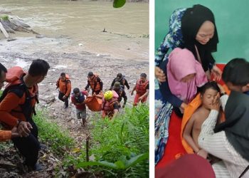 Tim Pos SAR TBA evakuasi jenajah korban Alfatih Alfarokan alias Afan 