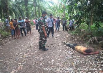 Jenajah Korban pembunuhan,Eben Ezer Tarigan saat masih di TKP. (Foto Ist)