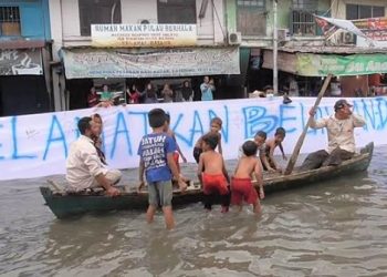Banjir Rob di Belawan. (Foto Ist)