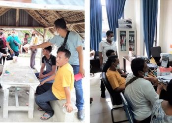 Keempat laki-laki postifif pengguna narkoba saat diamankan dilokasi dan diserahkan ke Kantor BNNK Siantar