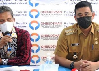Abyadi Siregar Kepala Ombudsman RI Perwakilan Sumut dan Bobby Nasution, Wali Kota Medan. (Foto Ist)