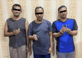 Ketiga Tersangka pemakai shabu yang diringkus (Foto Ist)