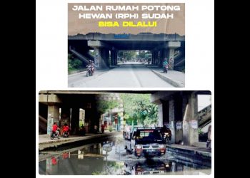 Jalan Rumah Potong Hewan (RPH), Kelurahan Mabar Hilir, Medan Deli. (Foto Ist)