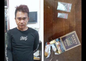 Pelaku AD dan barang bukti