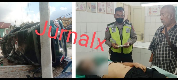 Jenajah Josua Nainggolan saat di visum di ruangan jenajah RSUD dr Djasamen Saragih dan mobil Toyota Kijang LGX masih di TKP