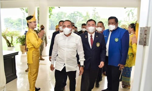 Gubenur Edy Ramayadi saat menghadiri Pelantikan Pengprov Pertina Sumut. (Foto Ist)